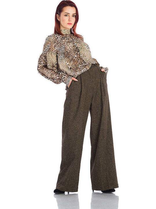 Pantaloni Dama Din Țesătură Maro