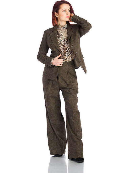 Pantaloni Dama Din Țesătură Maro