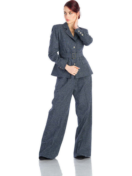 Pantaloni Dama Din Țesătură Albastru Marin