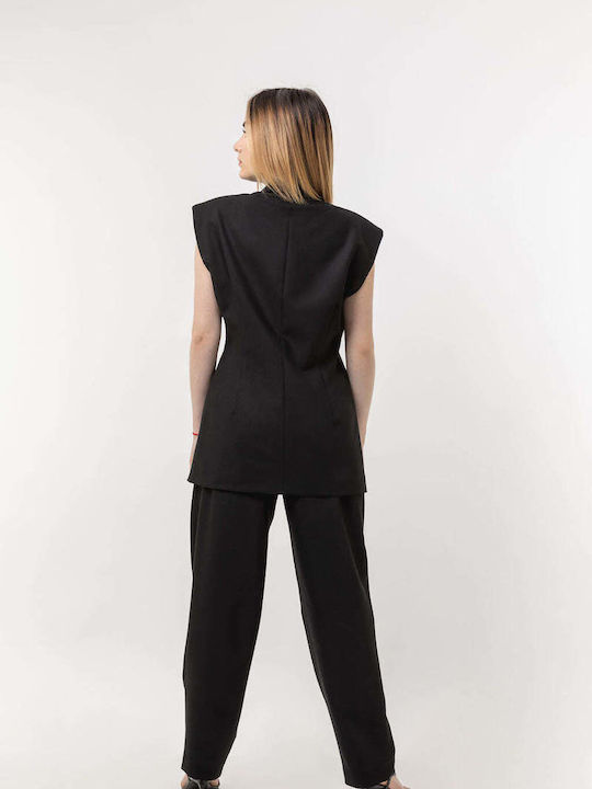 Ärmellose Damen Strickjacke in Schwarzer Farbe