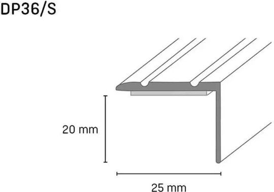 Self-adhesive L-shaped Transition Strip Doellken 25 Mm Silver 0.90 M