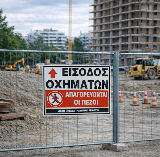 Εξοδος Οχηματων Απαγορευονται Οι Πεζοι Πινακιδα Αλουμινιου 60χ90 Infosign 11522