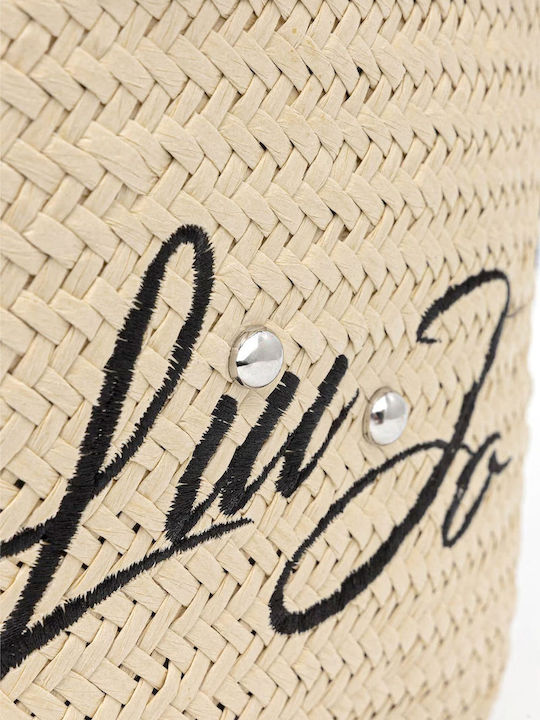 Logo Straw Women's Tote Handbag Beige