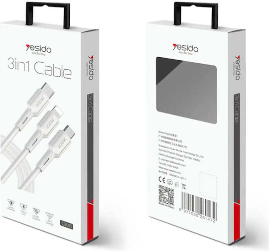 3 In 1 Cable Iphone Micro Usb Usb-c Yesido