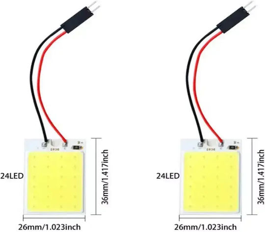 LED Плафонера Универсална 31мм-42мм Т10 Ултра Ярка 24 COB LED 12V 2 Бр TC-438