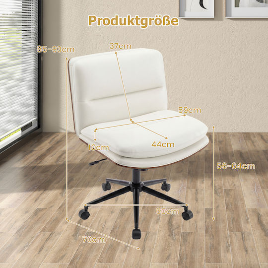 Costway Καρέκλα Γραφείου με Ανάκλιση και Ρυθμιζόμενα Μπράτσα Λευκή