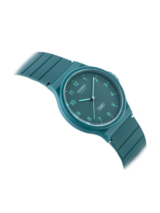 Casio Γυναικείο Ρολόι 36mm Μπαταρίας με Τιρκουάζ Καουτσούκ Λουράκι