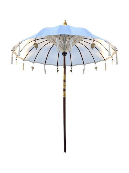 Professional Circular Wicker Umbrella Ecru F2xY2m