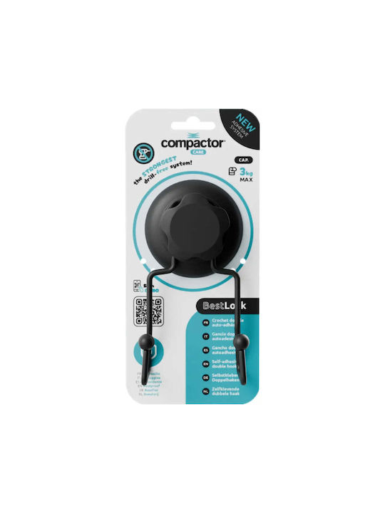 Compactor Άγκιστρο Μπάνιου Διπλό με Βίδες Μαύρο