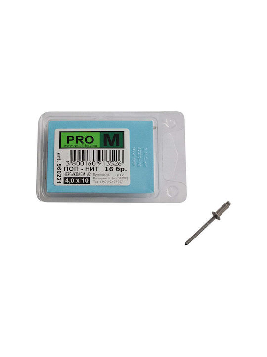 Stainless Pop Rivets 16 Pcs Pro M 4 X 10 Mm