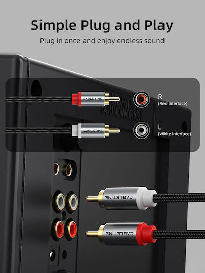 Cabletime Кабел 2x RCA Мъжки - 2x RCA Мъжки 5м