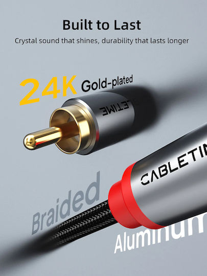 Cabletime Cablu 2x RCA masculin - 2x RCA masculin 3m CT-RCA-AG3