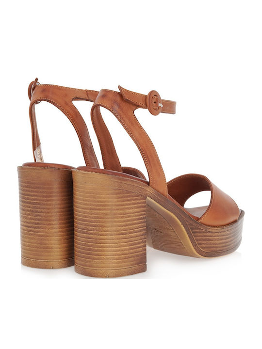 Damen Sandalen Leder Tabac Braun
