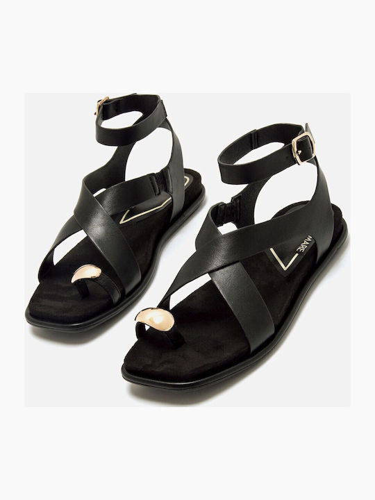 Flache Sandalen Für Damen Schwarz