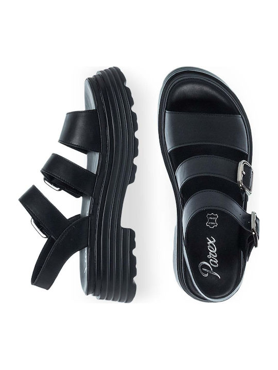 Leather Women's Flat Sandals Black