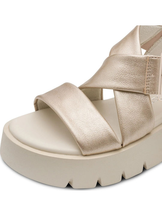 Γυναικεία Ανατομικά Σανδάλια Flatforms Χρυσά