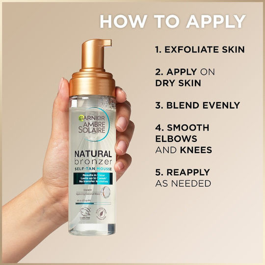 Garnier Ambre Solaire Natural Bronzer Self Tanning Mousse Body 200ml