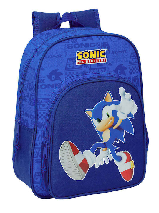 Sonic Σχολική Τσάντα Πλάτης Μπλε 26 x 11 x 34εκ