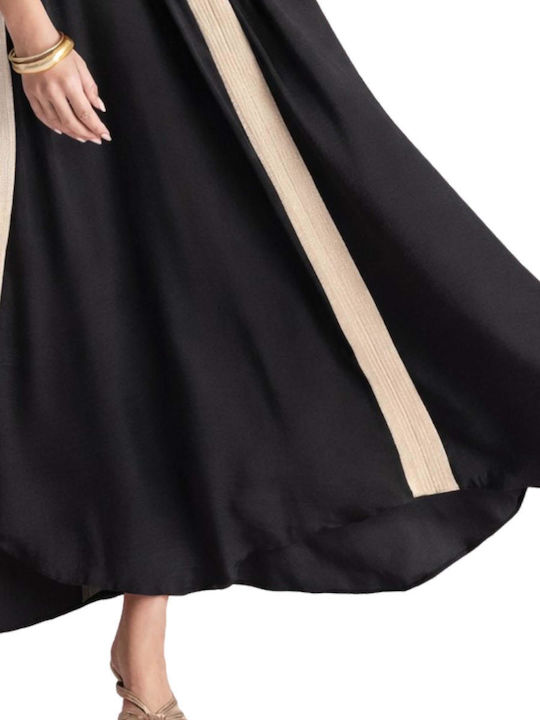 Summer Maxi Evening Satin Black Dress