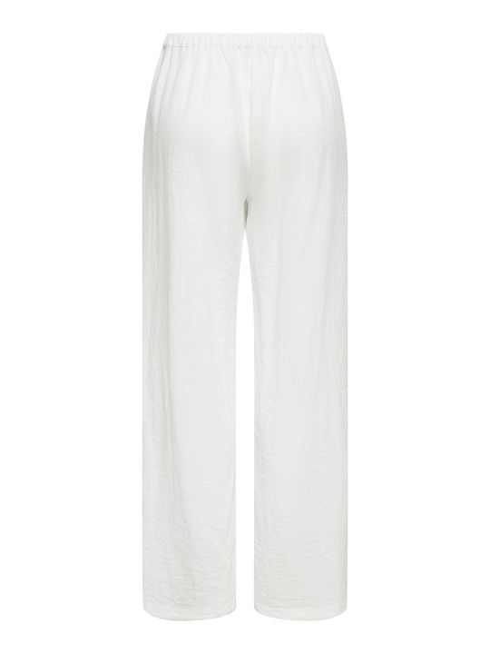 Wide Wide Women's Pantaloons with Rubber Band in Relaxed Fit White