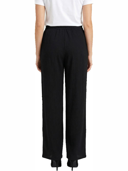 Only Weite Damen Baumwollhose in Regulärer Passform Schwarz