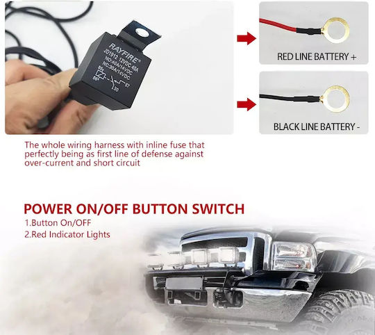 LED Super Triple-Row 60W Waterproof Headlights & Wiring Harness & Bull-Bar 2000lm-12/24V Tc-398