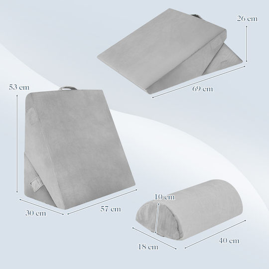 Costway Μαξιλάρι Σφήνα Αυχένα Memory Foam 53x30x57cm Γκρι
