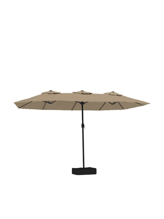 Square Aluminum Garden Parasol Brown 4.49x2.65xHeight 2.45m