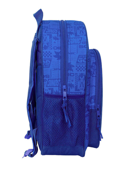 Sonic Σχολική Τσάντα Πλάτης Μπλε 32 x 12 x 38εκ
