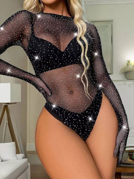 Κορμάκι Μανίκια Strass