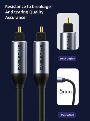 Cabletime Optical Audio Cable TOS Male - TOS Male Black 5m (CT-AV380-P04GN)