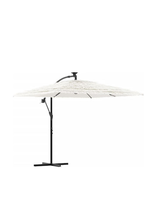 Round Metal White Garden & Terrace Parasol 2.3m