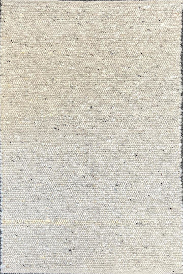 Rectangular Wool Beige Rug 70x130cm