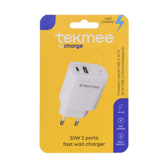 Tekmee Handyladegerät Ohne Kabel Mit USB-A Ausgangsanschluss Und USB-C Ausgangsanschluss
