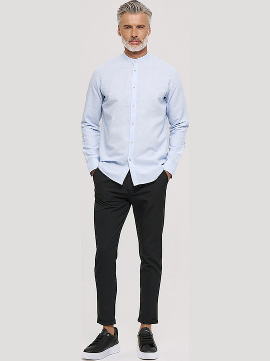 Long Sleeve Linen Shirt in Regular Fit Light Blue