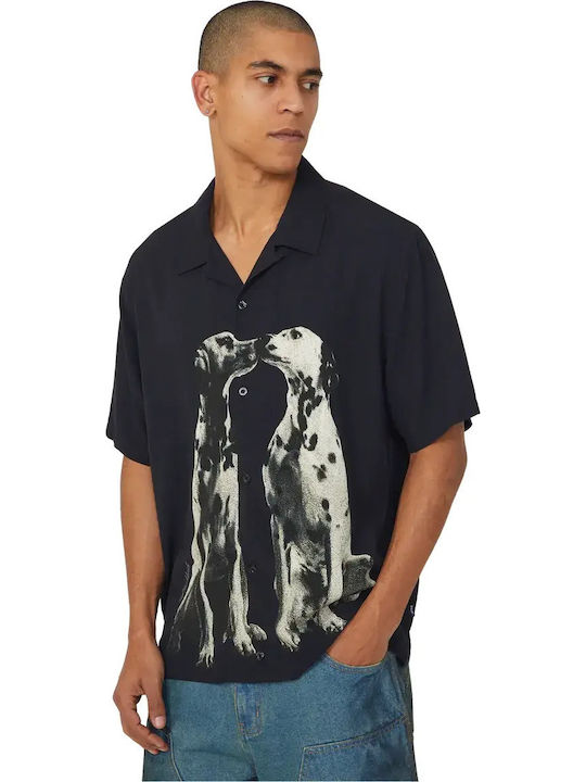 Resort Short Sleeve Shirt in Wide Line Black