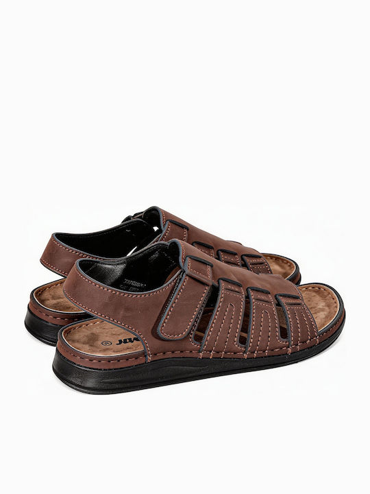 Leather Men's Sandals in Brown Color