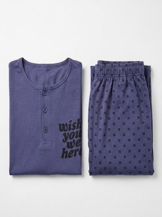 Soccus Pijama Bărbătească de Iarnă din Bumbac Violet