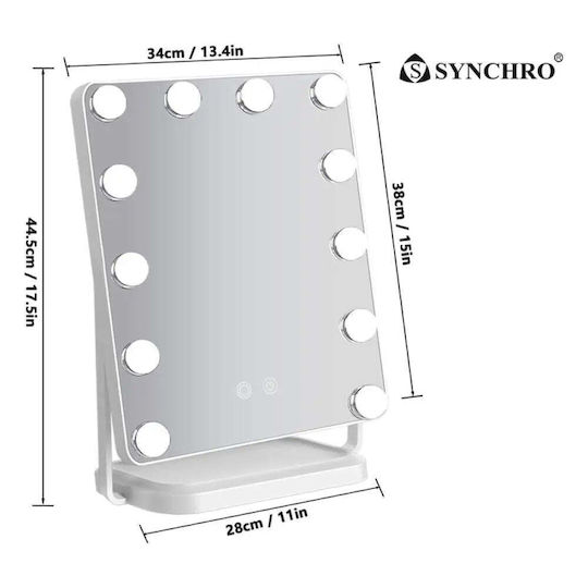Synchro Огледало за грим със светлина 34x38см