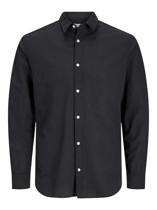 Long-sleeved Linen Shirt Black