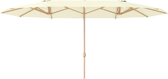 Garten & Terrassen Sonnenschirm Bodenständer Rund Metall Beige mit Ständer 4.55x2.65m
