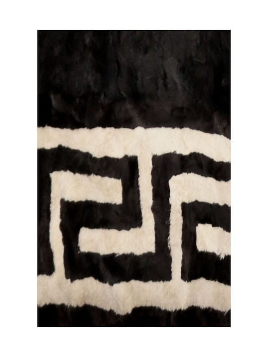 Meander Rug Rectangular Furry Black 120x230cm