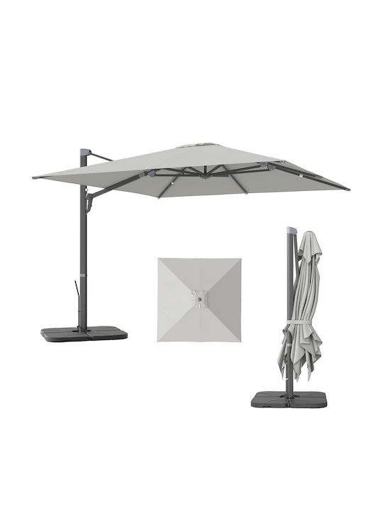 Square Aluminum Garden & Terrace Parasol Grey 3.65x2.97xHeight 2.56m
