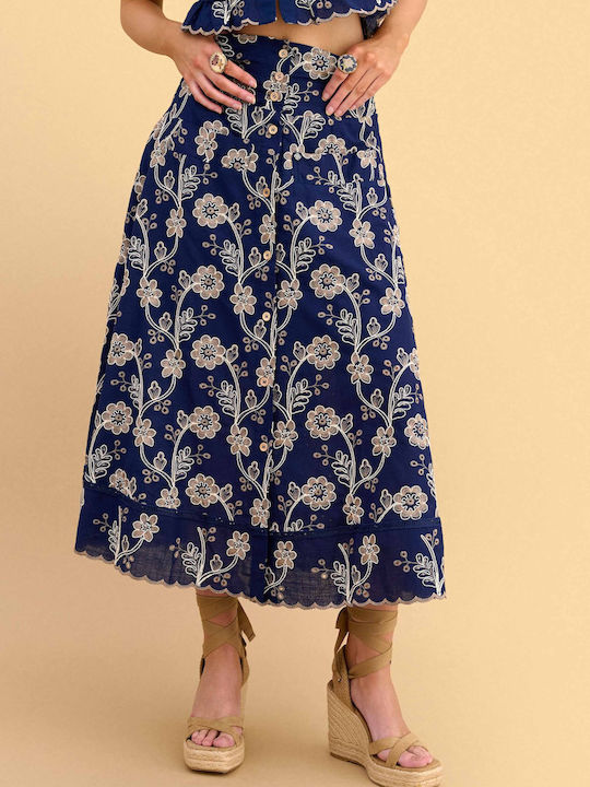 Midi Skirt Floral Multicolour