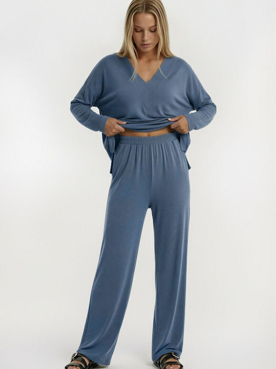 Elektrisches Gitarre Damen Jogginghosen Blau