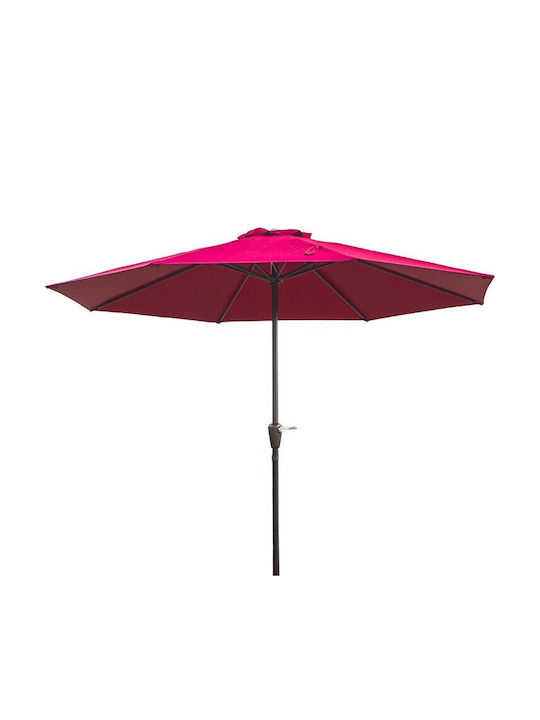 Umbrelă De Pardoseală Rotundă Din Aluminiu Roșie Cu Suport Φ2.7m