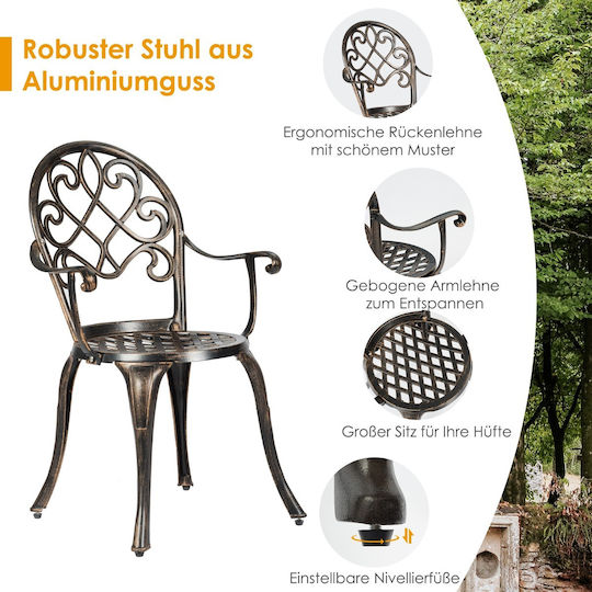 Outdoor Dining Room Set 3 Pieces Bronze