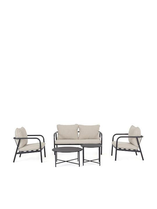 Set Cameră De Zi Pentru Exterior Ostuni 4 Piese Cărbune