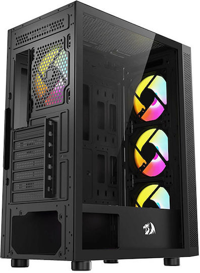 Redragon GC-621-4F Gaming Middle Tower Carcasă PC cu Panou Lateral și Iluminare ARGB Neagră