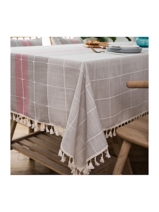 FRIPIA Linen Tablecloth With Multicolour Embroidery 140x220cm